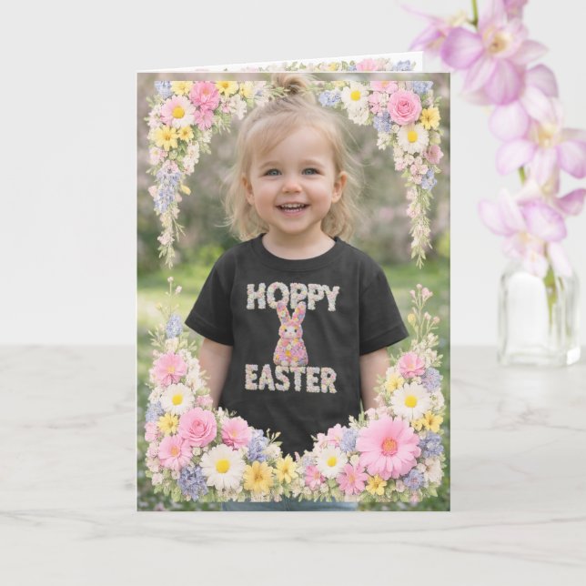 Tarjeta Spring Flower Happy Easter Personalized Photo (Orquídea)