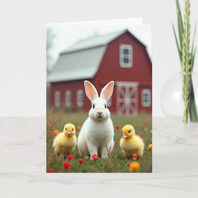 Tarjeta Spring Friends Farm Scene Card (Anverso)