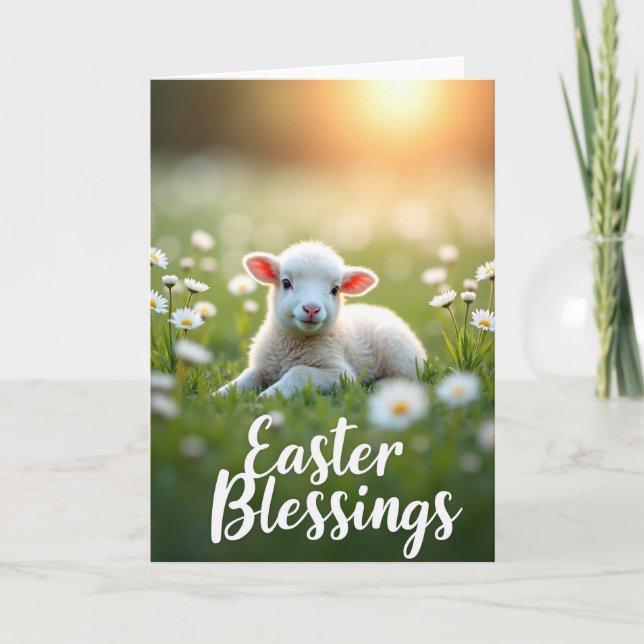 Tarjeta Spring Lamb Easter Blessings Card (Anverso)