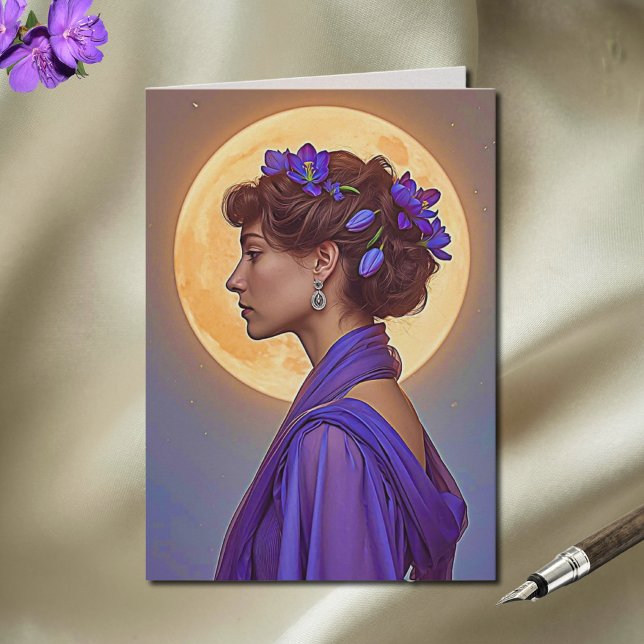 Tarjeta Spring Muse  in purple Folded Greeting Card (Subido por el creador)