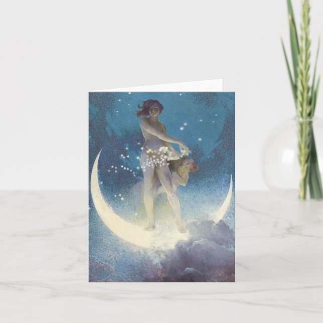 Tarjeta Spring Scattering Stars vintage illustration (Anverso)