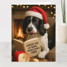Tarjeta Springer spaniel 'Cheese Tax' Christmas card