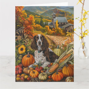 Tarjeta Springer Spaniel Dog otoño Harvest Acción de Graci