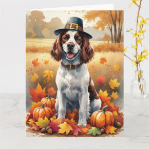 Tarjeta Springer Spaniel en otoño deja arte de Acción de G
