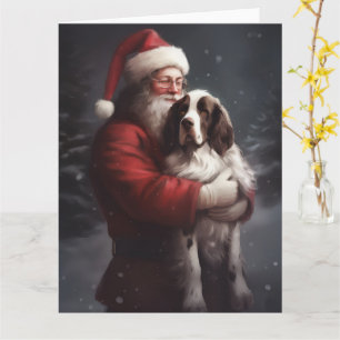 Tarjeta Springer Spaniel Santa Claus Festivo Navidad