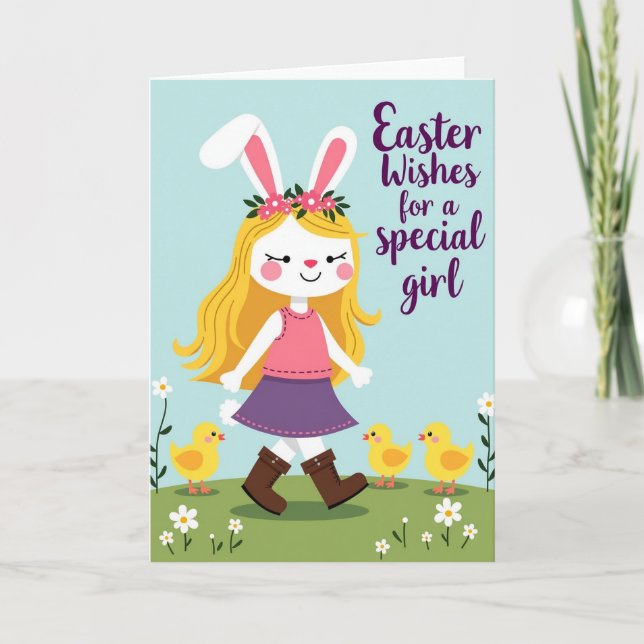 Tarjeta Springtime Joy Girl And Bird Card (Anverso)