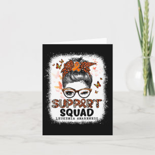 Tarjeta Squad Messy Bun Butterfly Naranja Ribbon Leukemia