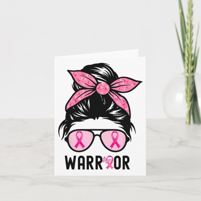 Tarjeta Squad Messy Bun Guerrero Rosa Cáncer de Mama (Anverso)