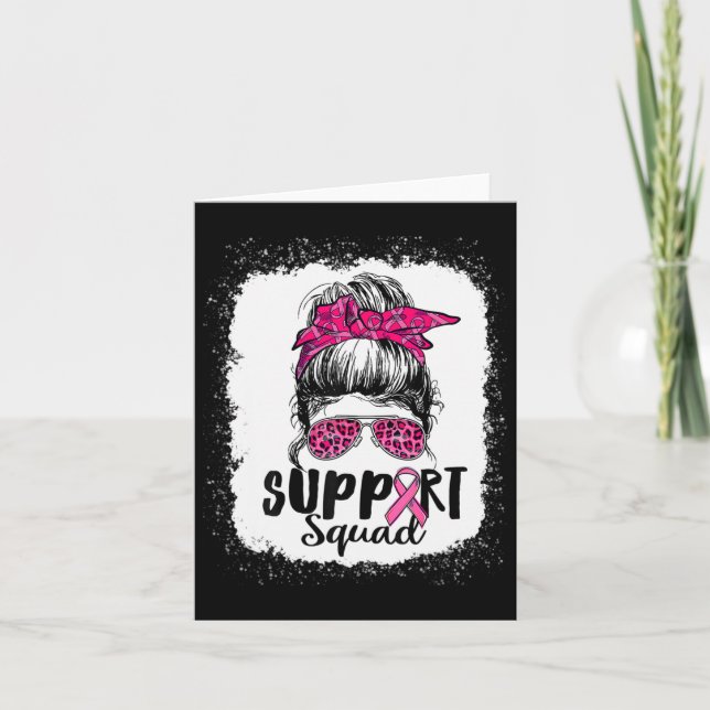 Tarjeta Squad Messy Bun Guerrero Rosa Cáncer de Mama (Anverso)