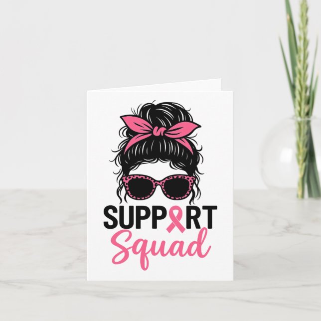 Tarjeta Squad Messy Bun Guerrero Rosa Cáncer de Mama (Anverso)