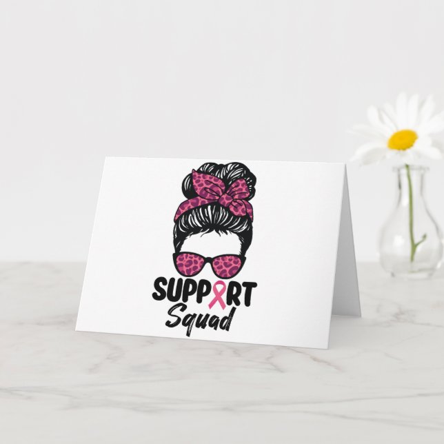 Tarjeta Squad Messy Bun Guerrero Rosa Cáncer de Mama (Planta pequeña)
