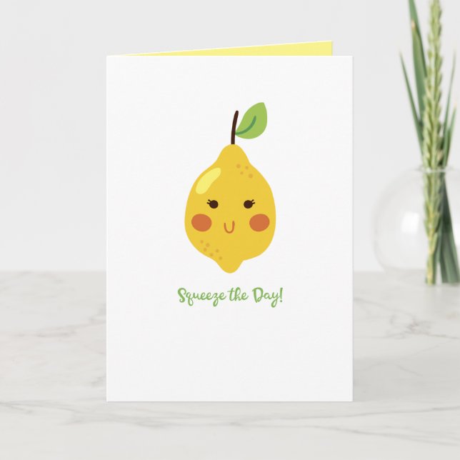 Tarjeta Squeeze the Day Punny Lemon Personalizado Interior (Anverso)