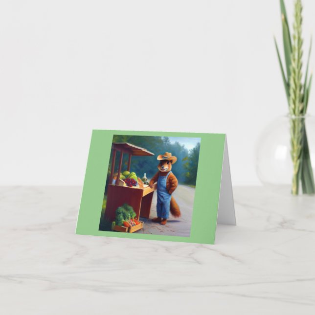 Tarjeta Squirrel Farmer Roadside Stand (Anverso)