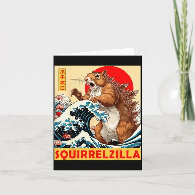 Tarjeta Squirrel Japanese Art Funny Squirrel For Men Women (Anverso)