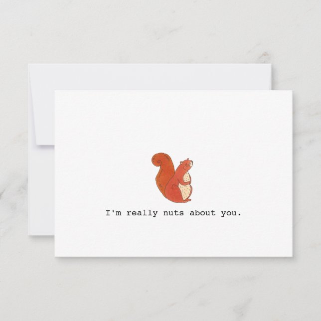 Tarjeta Squirrel Valentine Nueces Sobre Ti (Anverso)