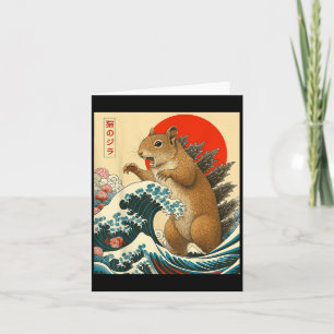 Tarjeta Squirrelzilla Ardilla Arte Japonés Regalo Divertid