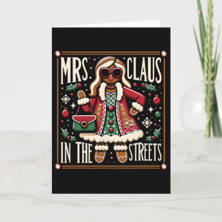 Tarjeta Sr. Claus en las sábanas Sra. Claus en las calles