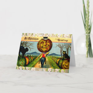 Tarjeta Sr. Pumpkin (tarjeta de Halloween del vintage)