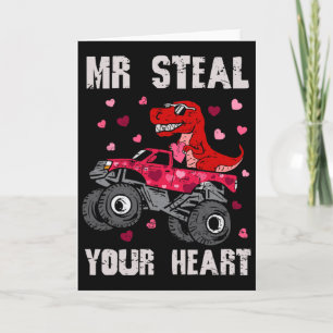 Tarjeta Sr Roba Tu Corazón Camión Monstruo Dinosaurio T Re