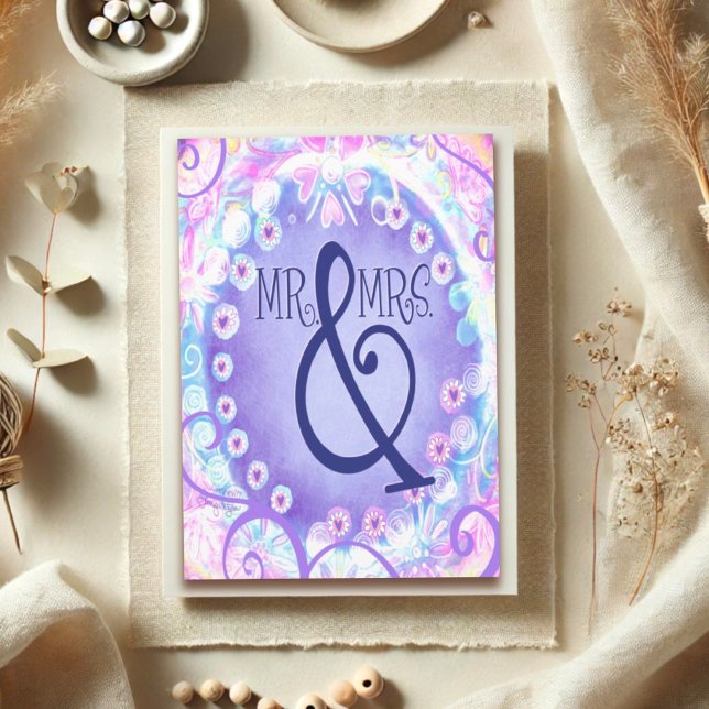 Tarjeta Sr. Y la Sra. Modern Purple Elegant Wedding Trendy (Subido por el creador)