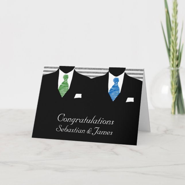 Tarjeta Sr. y Sr., Dos Bodas de Grooms Felicitaciones (Anverso)
