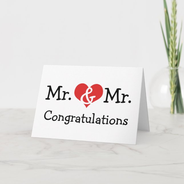 Tarjeta Sr. y Sr. Love Heart Wedding Congratulations (Anverso)