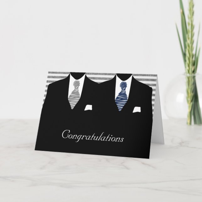 Tarjeta Sr. y Sr. Two Grooms Bodas Felicitaciones (Anverso)