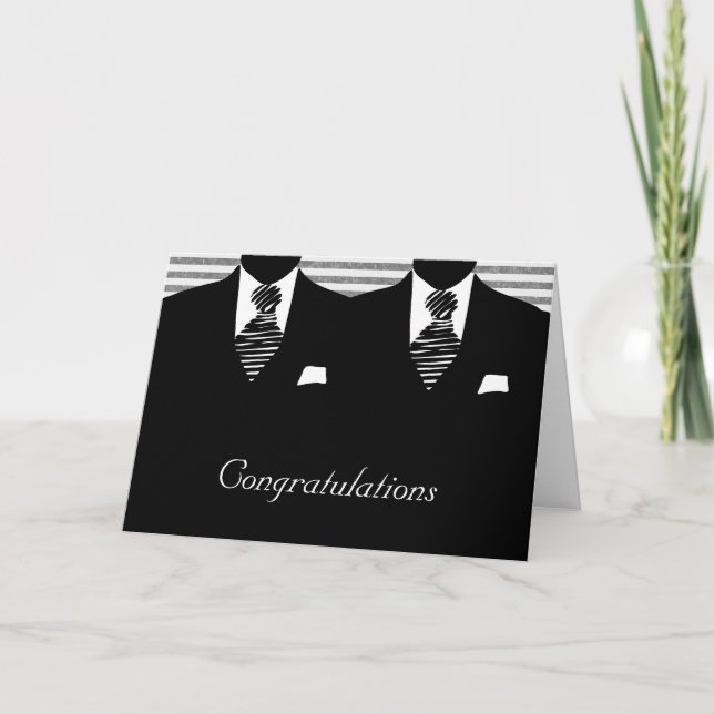 Tarjeta Sr. y Sr. Two Grooms Bodas Felicitaciones (Anverso)