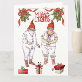 Tarjeta Sr. y Sra. Santa Claus 🤶 Muñecas de papel con rop