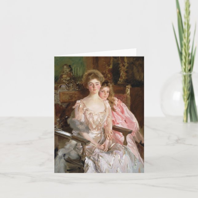 Tarjeta Sra. Fiske Warren y su hija (Anverso)