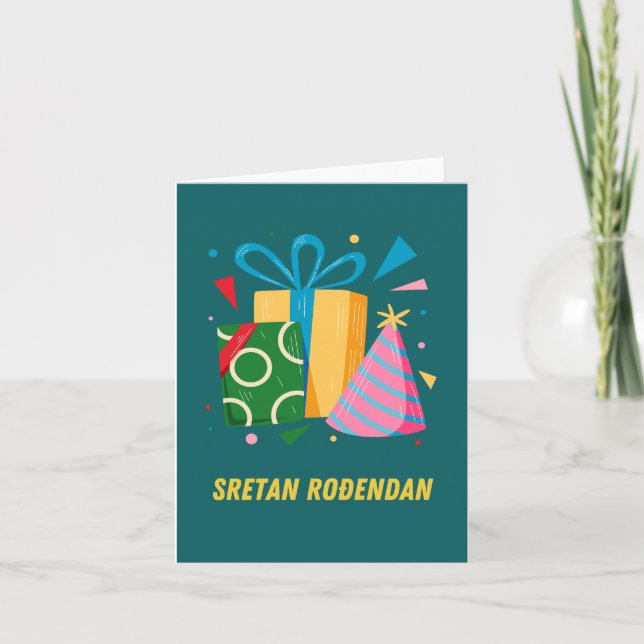 Tarjeta Sretan rođendan, croata Feliz cumpleaños (Anverso)