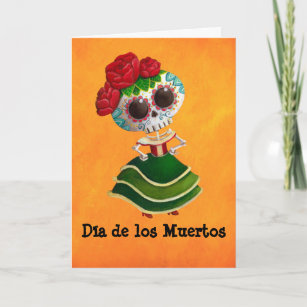 Tarjeta Srta. muerte de Dia de Muertos mexican