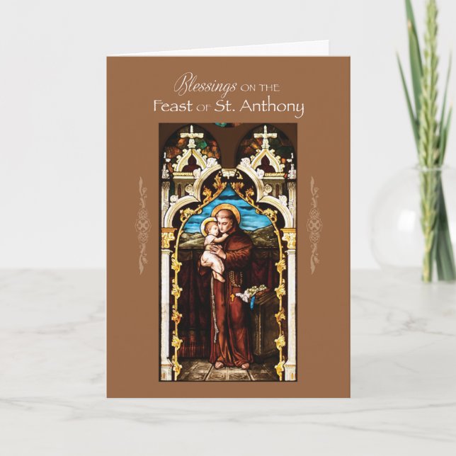 Tarjeta St Anthony de las bendiciones del día de banquete (Anverso)