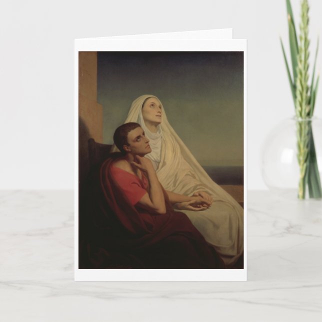 Tarjeta St Augustine y su St. Mónica, 1855 de la madre (Anverso)