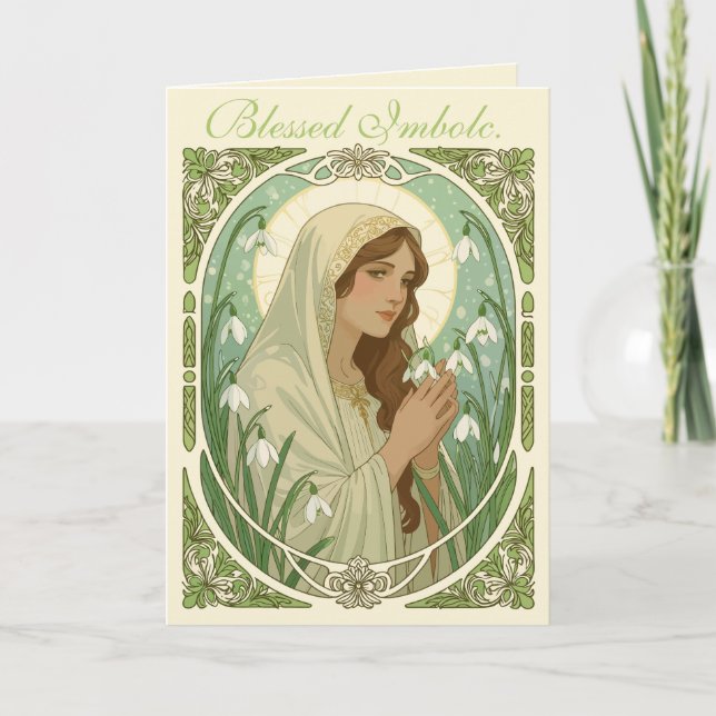 Tarjeta St Brigid Holding Snowdrops at Imbolc (Anverso)