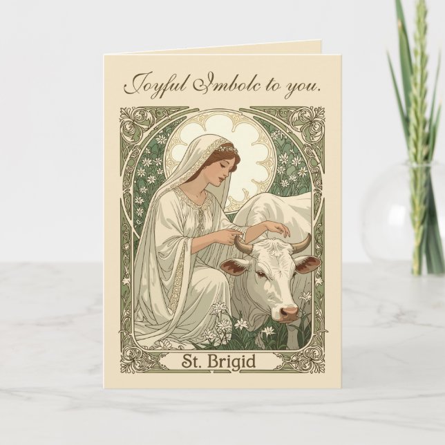 Tarjeta St Brigid Patroness Saint Of Ireland With White Co (Anverso)