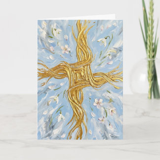 Tarjeta St Brigid's Cross Snowdrops Golden Imbolc Art