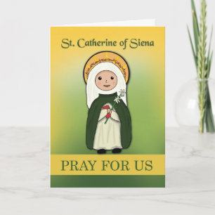 Tarjeta St. Catalina de Siena Pensando en Ti Católica