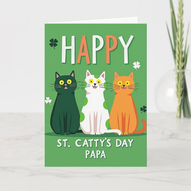 Tarjeta St Cattys Day Papa Cat Card (Anverso)