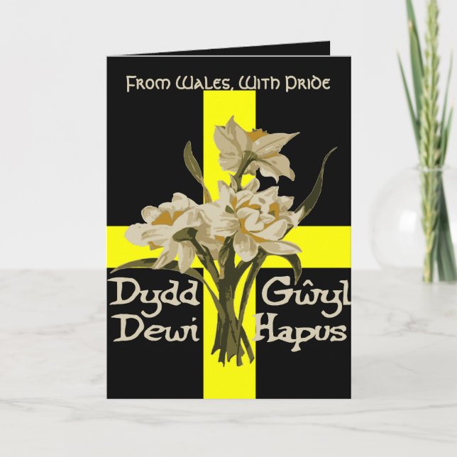 Tarjeta St Davids Day Daffodils And Cross (Anverso)