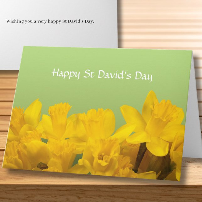 Tarjeta St David's Day Yellow Daffodils Personalized (Message and Text on front is all editable, edit as required)