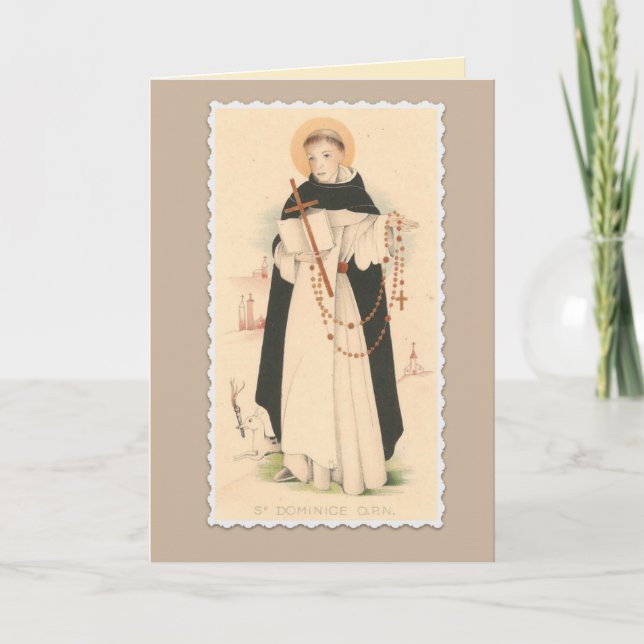Tarjeta St Dominic con el rosario (Anverso)