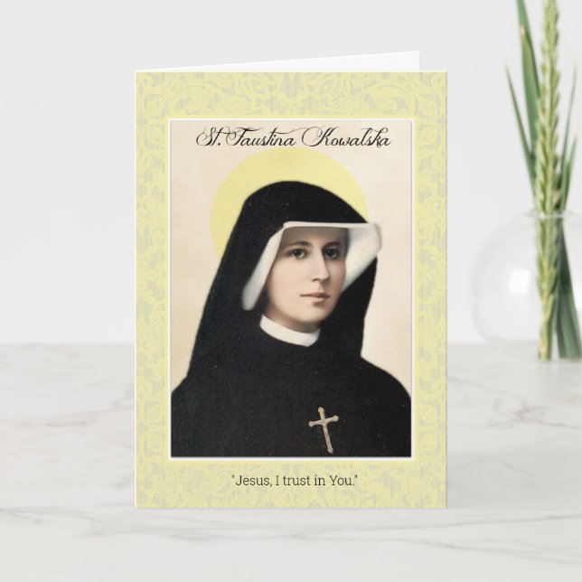 Tarjeta St. Faustina Kowalska de la misericordia divina (Anverso)