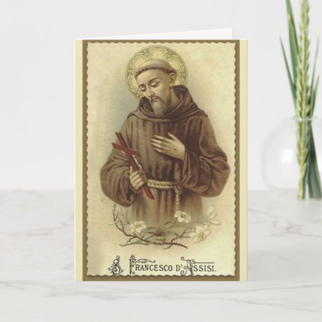 Tarjeta St Francis del santo patrón de Assisi de animales (Anverso)