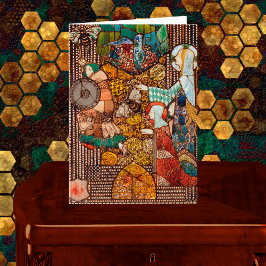 Tarjeta St Gobnait ahuyenta a un ladrón de ganado con abej