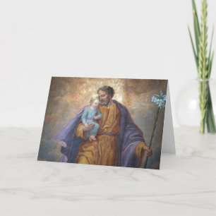 Tarjeta St. Joseph Baby Jesus Cross Lily