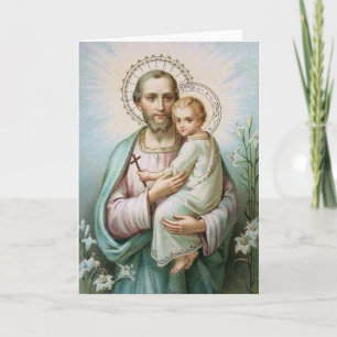 Tarjeta St. Joseph Child Jesus Lily Cross