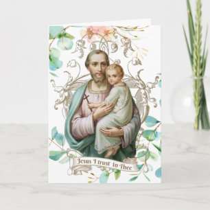 Tarjeta St. Joseph Jesús Floral Religioso Católico