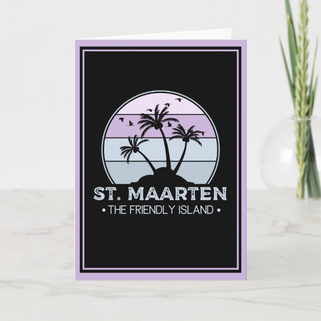 Tarjeta St. Maarten La isla amistosa retro Sint Martin (Anverso)