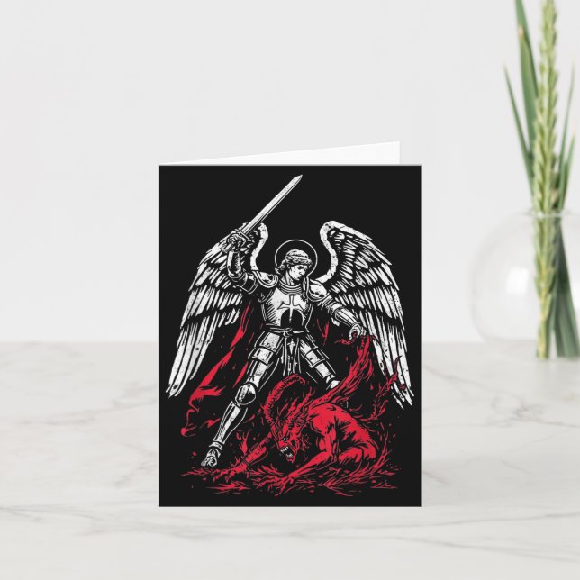 Tarjeta St Michael The Archangel Defeats Satan Catholic  (Anverso)